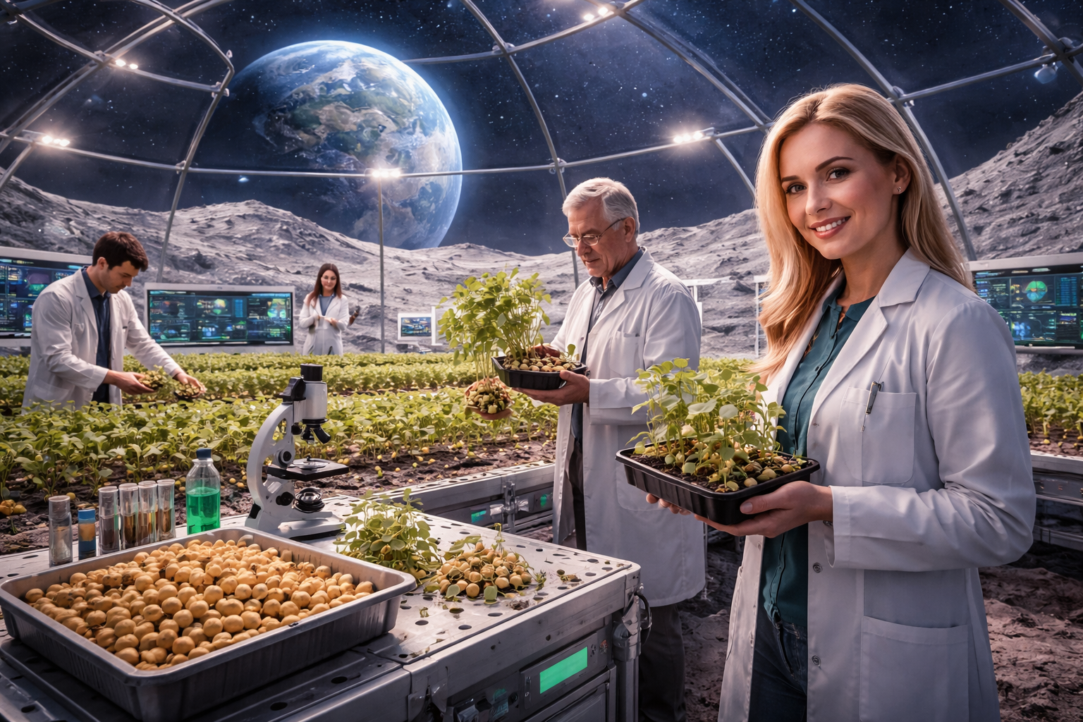 Growing chickpeas on the Moon