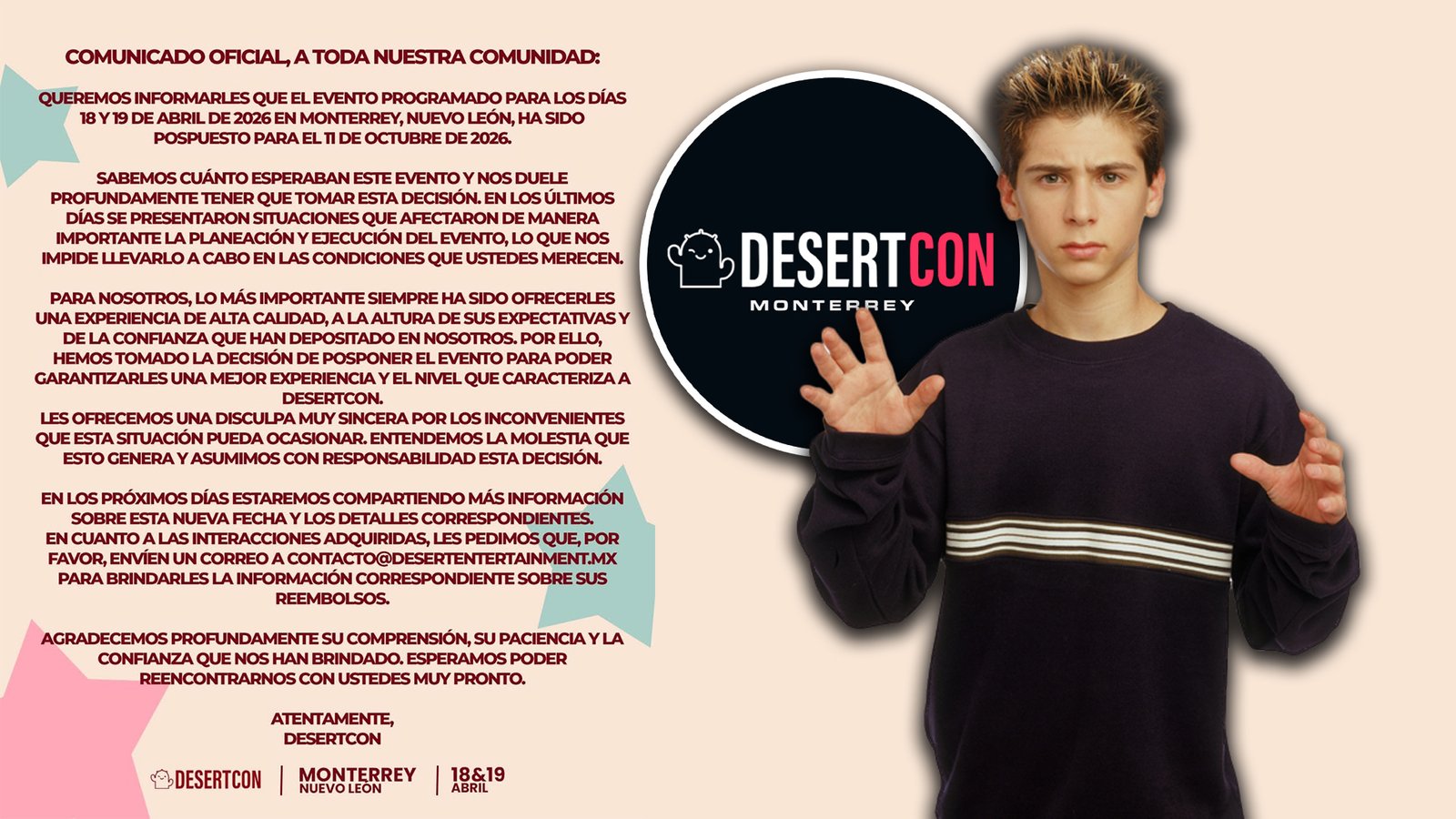 Justin Berfield se baja de DesertCon y deja sin Reese a Monterrey