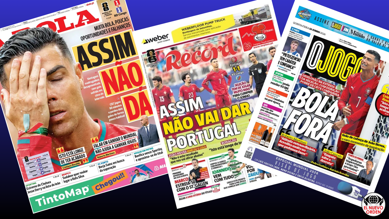 Portugal inicia el mundial entre críticas y muchas dudas emitidas por la prensa portuguesa